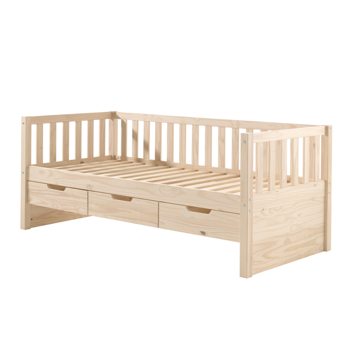 VIPACK FRITZ European single cabin bed 90 X 200cm with 3 drawers & under bed drawer pine