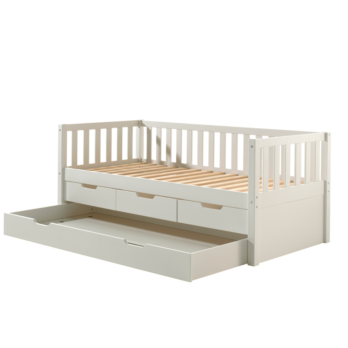 VIPACK FRITZ European single cabin bed 90 X 200cm with 3 drawers & under bed drawer white