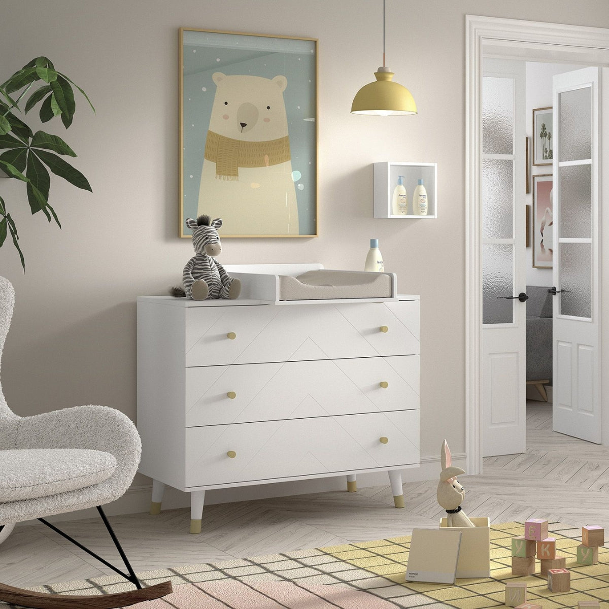 VIPACK JAXX Billy 3 Drawer Chest - Satin White