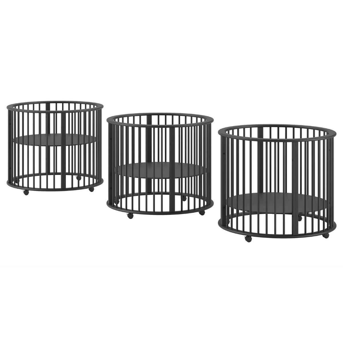 VIPACK JAXX DINO Baby & Toddler Round Wooden Playpen – Black