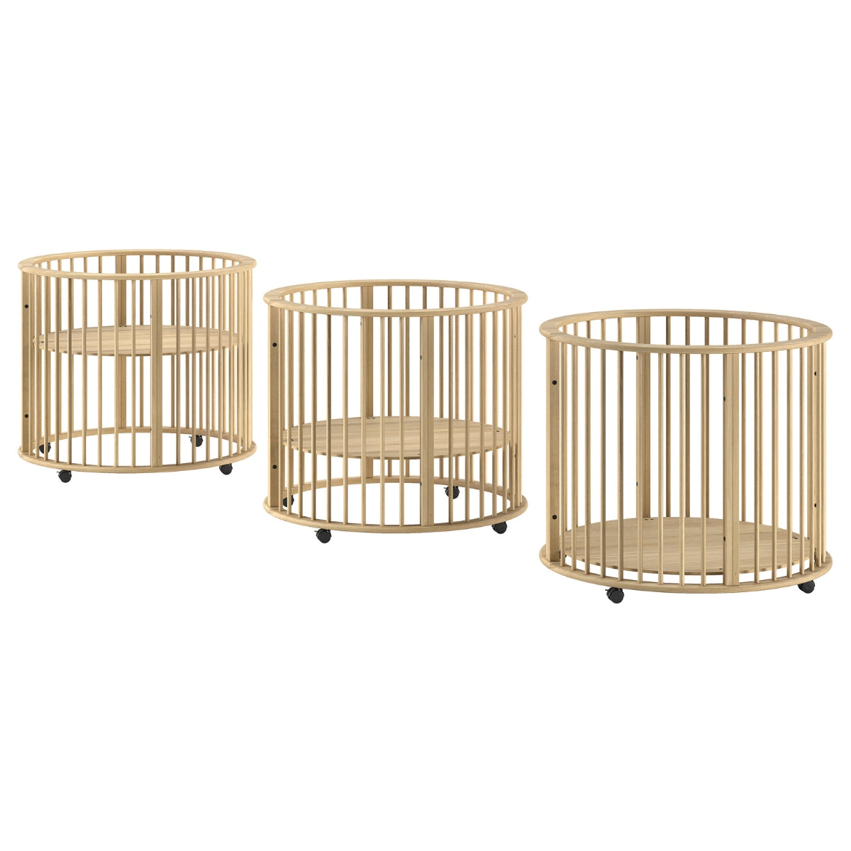 VIPACK JAXX DINO baby & toddler round wooden playpen natural