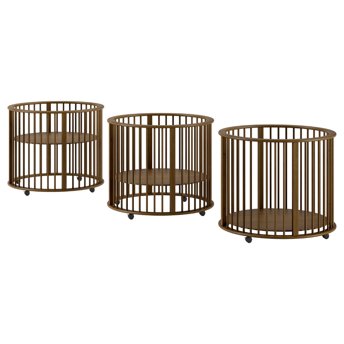 VIPACK JAXX DINO baby & toddler round wooden playpen walnut