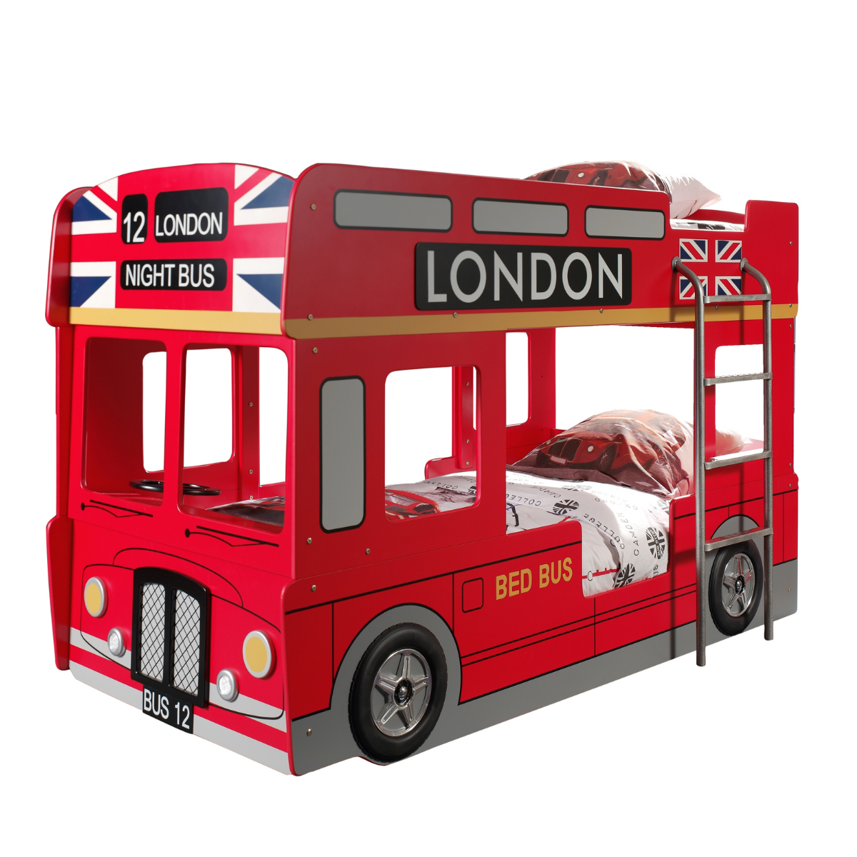 VIPACK LONDON BUS bunk bed 90 X 200cm red
