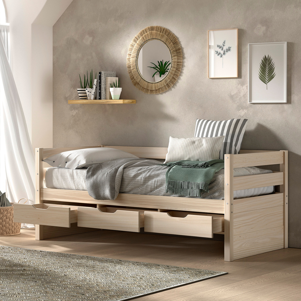 VIPACK MARGRIT European cabin bed 90 X 200 cm milky pine