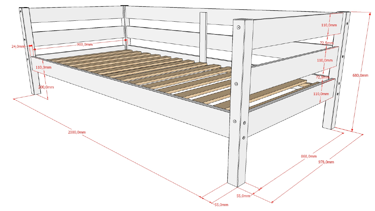 VIPACK MARGRIT European cabin bed low 90 X 200 cm white