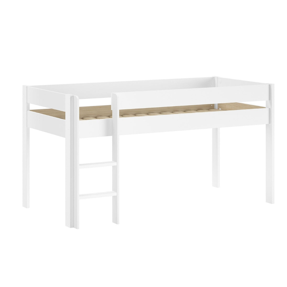 VIPACK PRIMO white mid sleeper bed without mattress on plain white background