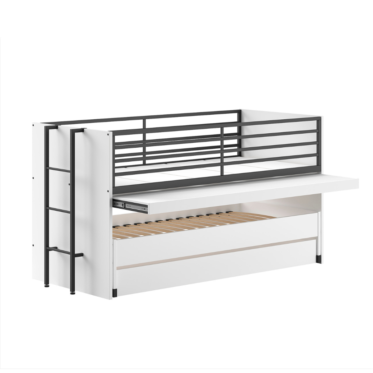 VIPACK SAM Triple Mid Sleeper with Desk & Storage – White