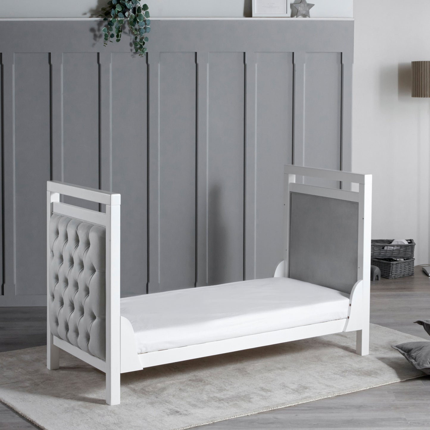 Babymore Velvet Deluxe Cot Bed 140 x 70cm White