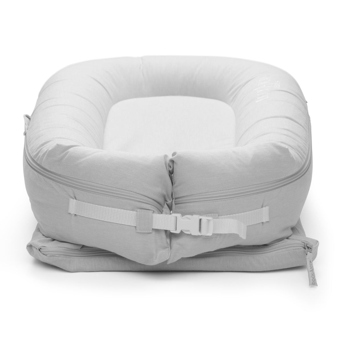 DockATot Deluxe+ Baby Dock – Fog Grey Chambray