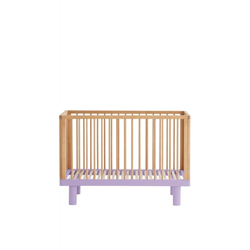 KARL & FRIC Nox cot 120 x 60cm natural wood and lavendar inc conversion rail