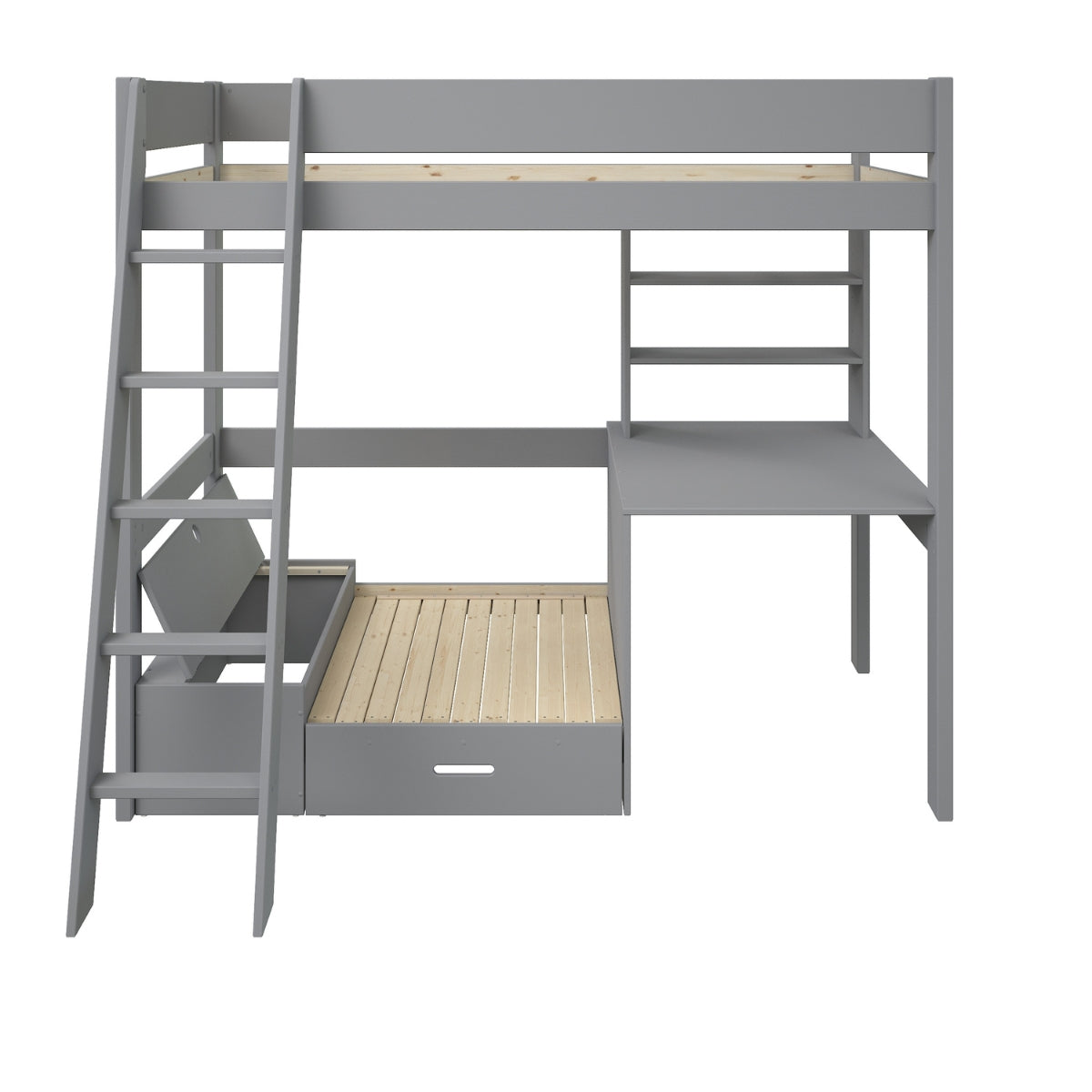 Kids Avenue Highsleeper with Sofa Bed Desk & Shelves Grey - Black Futon