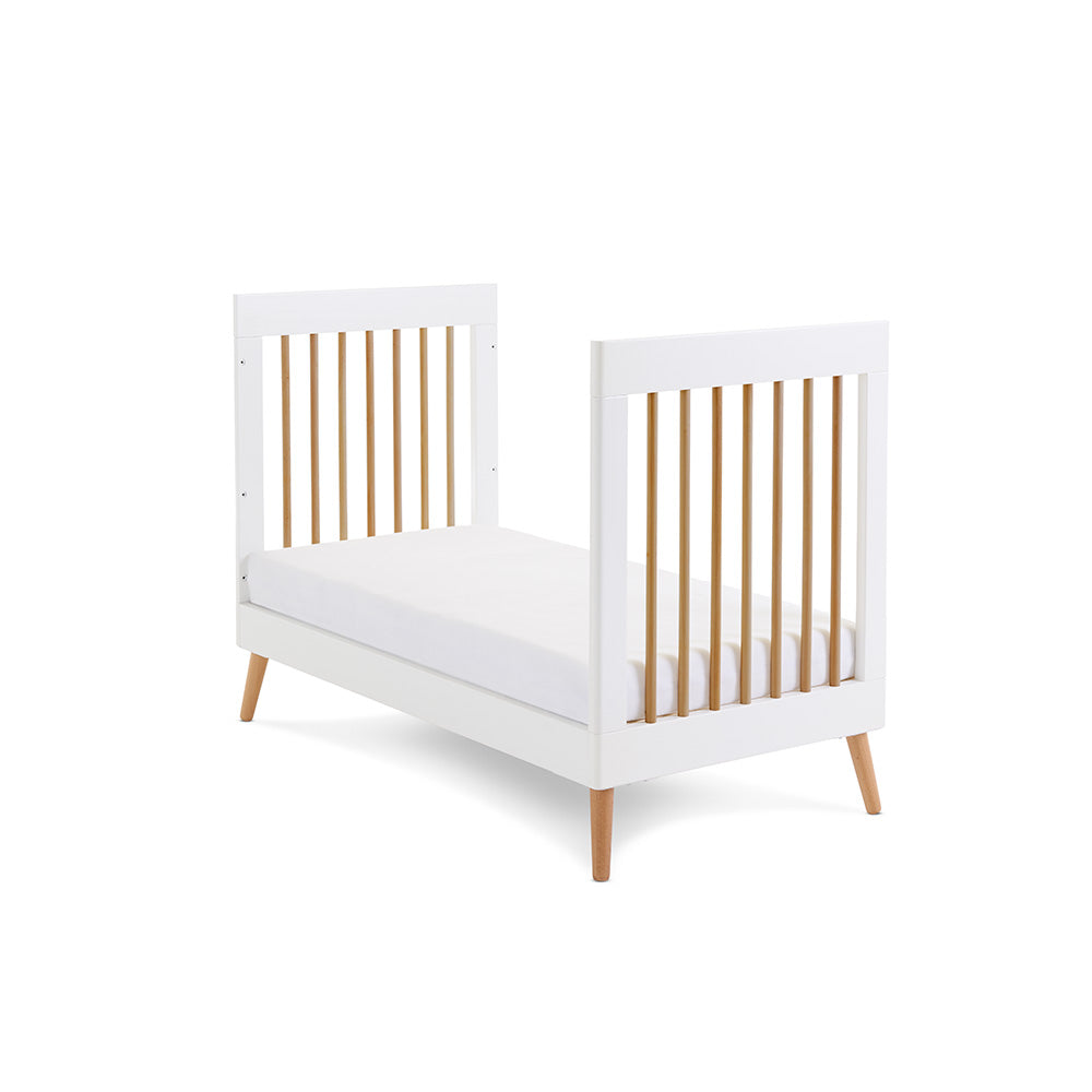 Obaby Maya Mini Cot Bed with Safety Rail - White & Natural