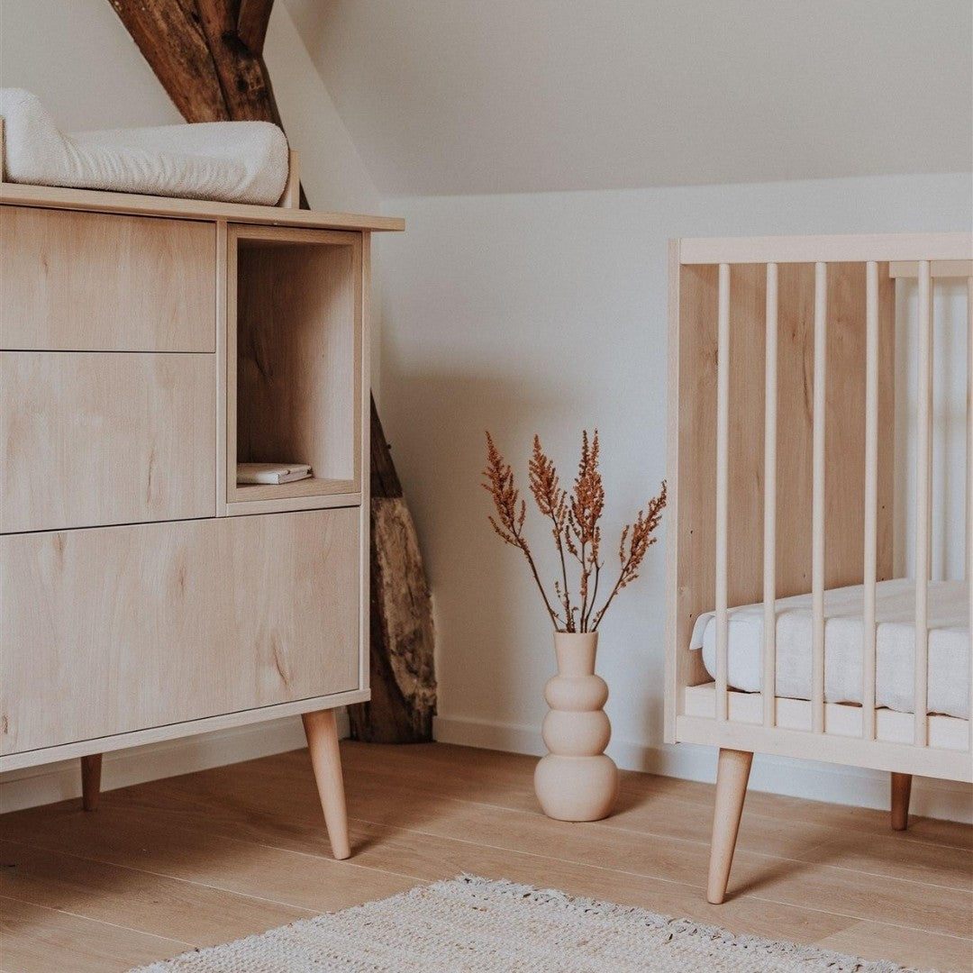 Quax Cocoon 3 Drawer Chest Baby Changing Extension Natural Oak