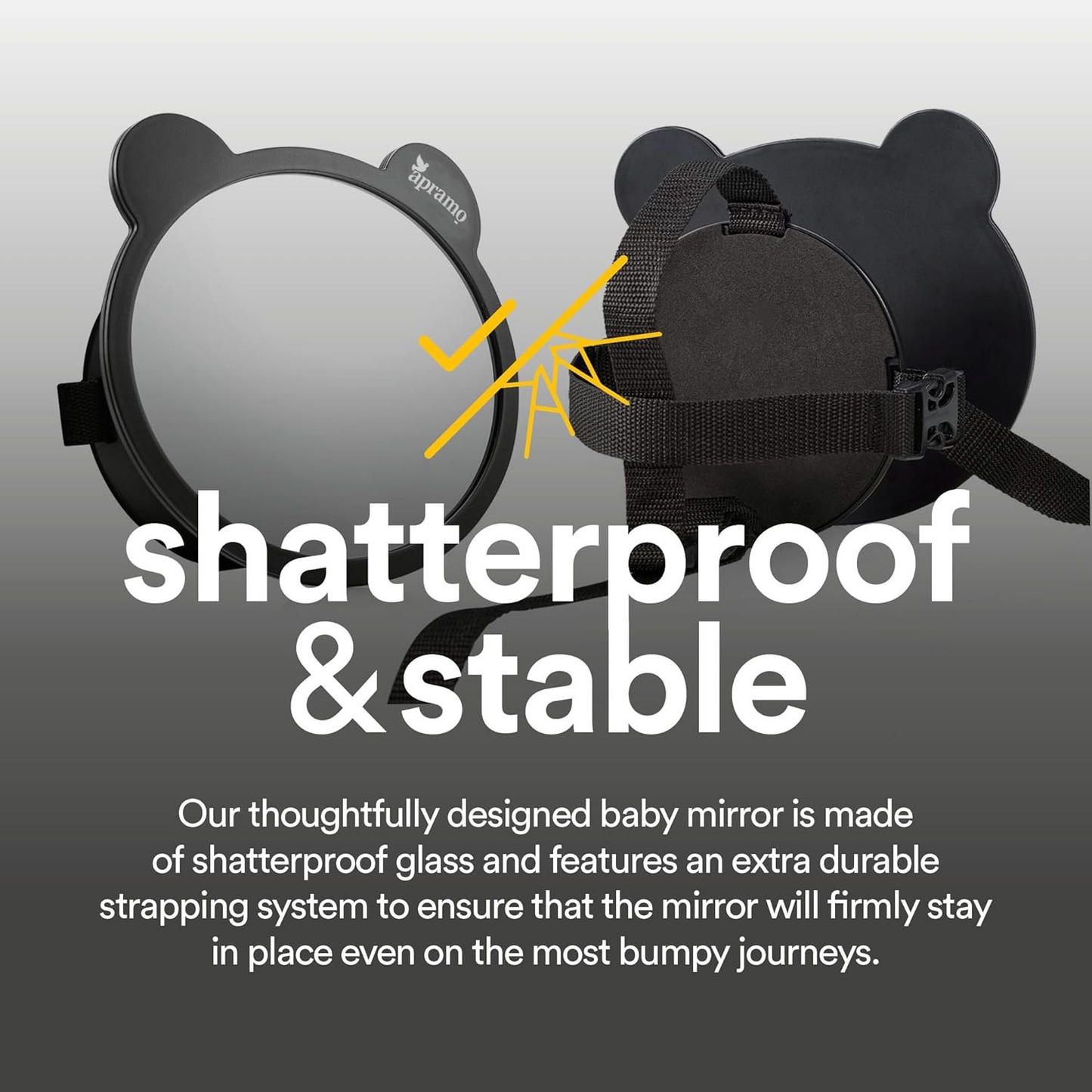 apramo baby car mirror with ears compatible with rear facing car seats and infant carriers