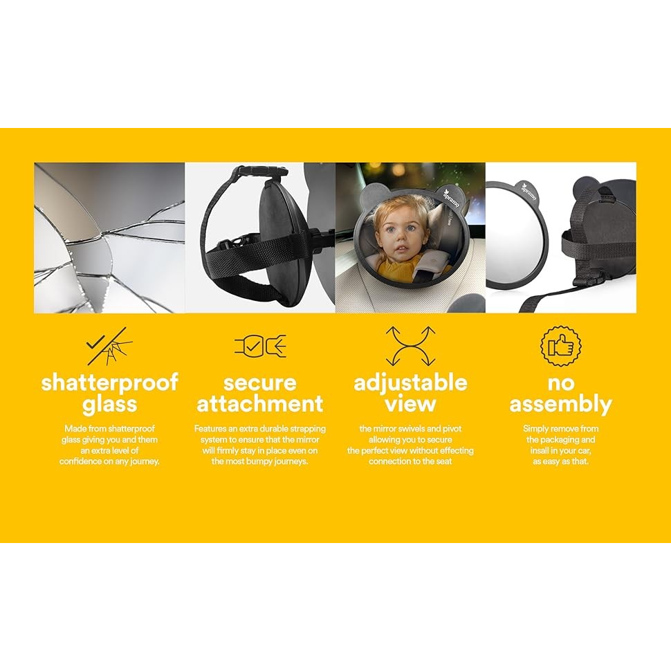 apramo baby car mirror with ears compatible with rear facing car seats and infant carriers