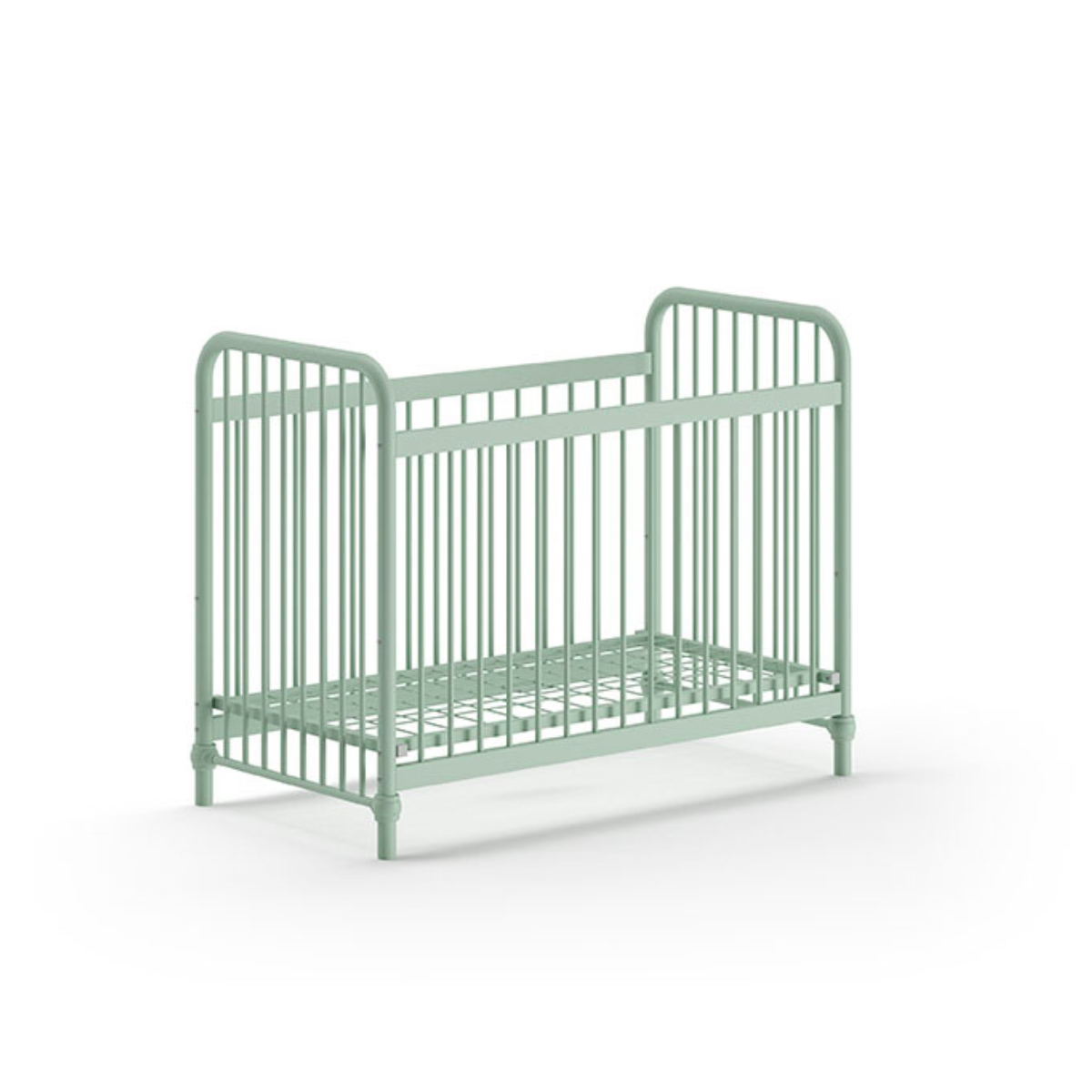 vipack bronxx olive green metal cot without mattress on plain white background