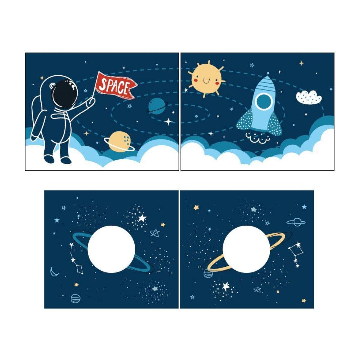 VIPACK space shuttle play curtain with astronaut rocket planets and stars