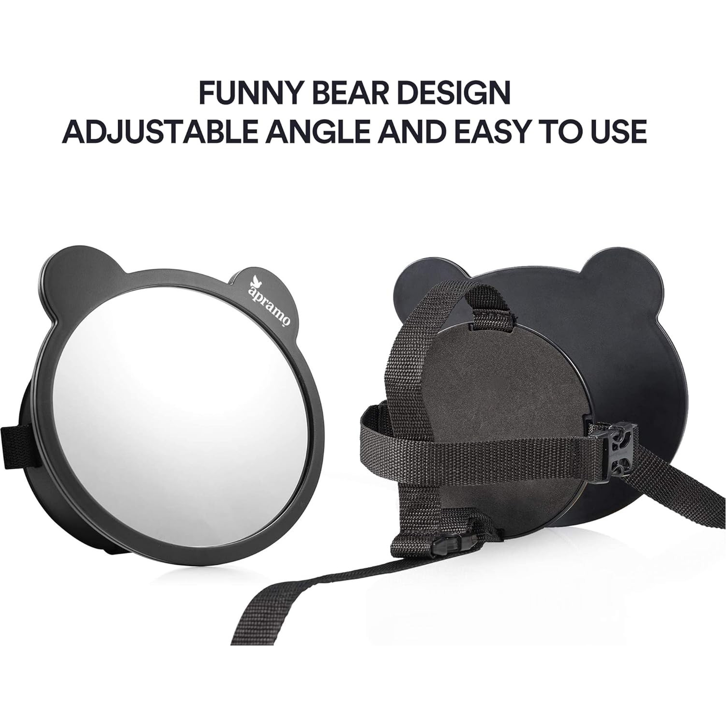 apramo baby car mirror with ears compatible with rear facing car seats and infant carriers