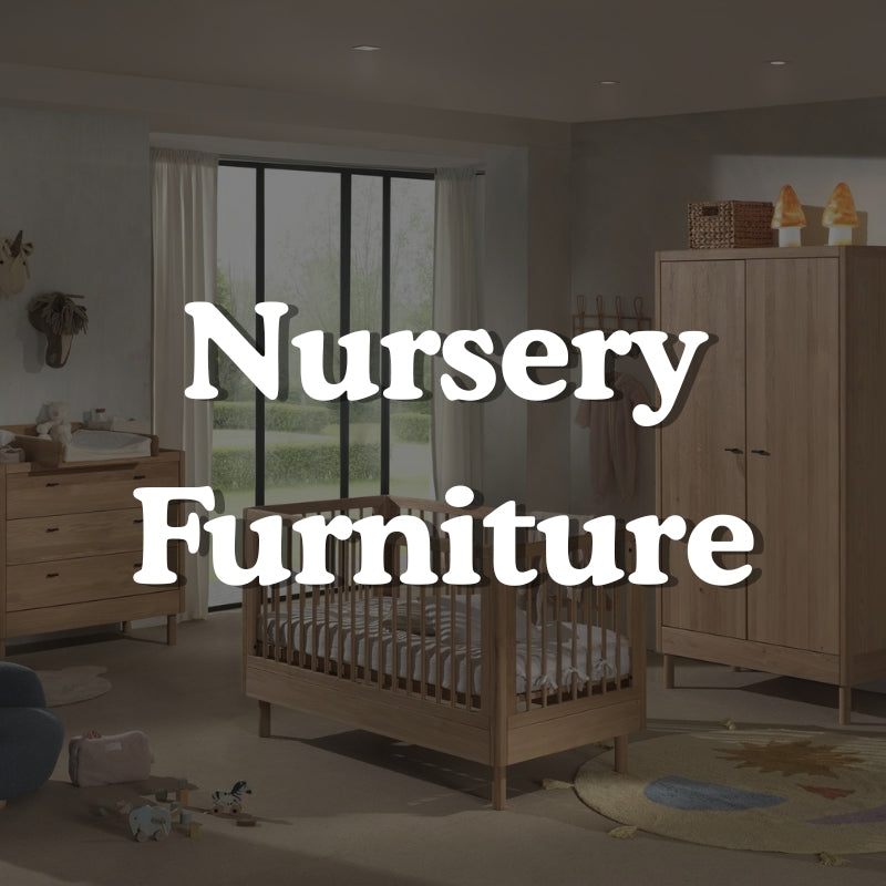 image of nursery furniture room set with text overlay saying nursery furniture