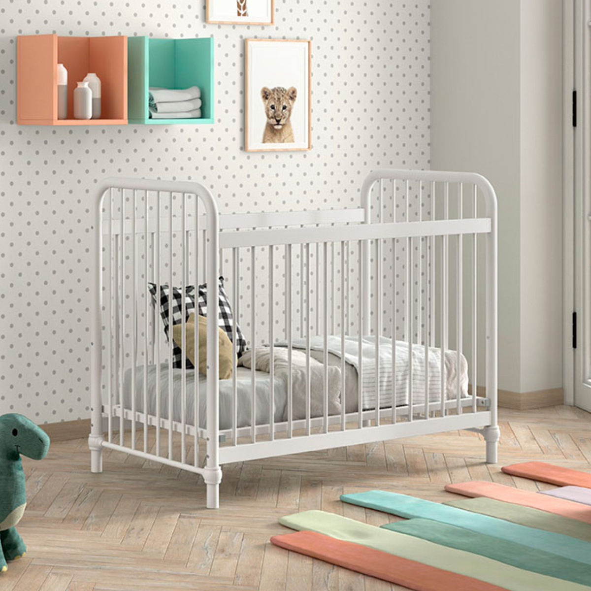 VIPACK JAXX BRONXX industrial metal Cot 120 x 60cm matt white
