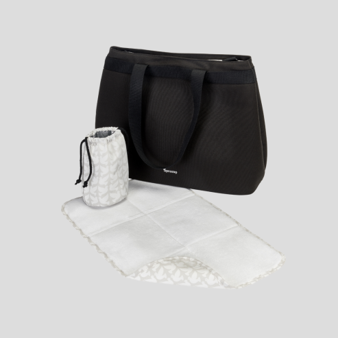 apramo baby changing tote bag black with changing mat