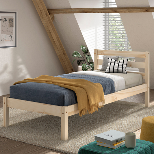 VIPACK PINO European single bed 90 X 200cm natural