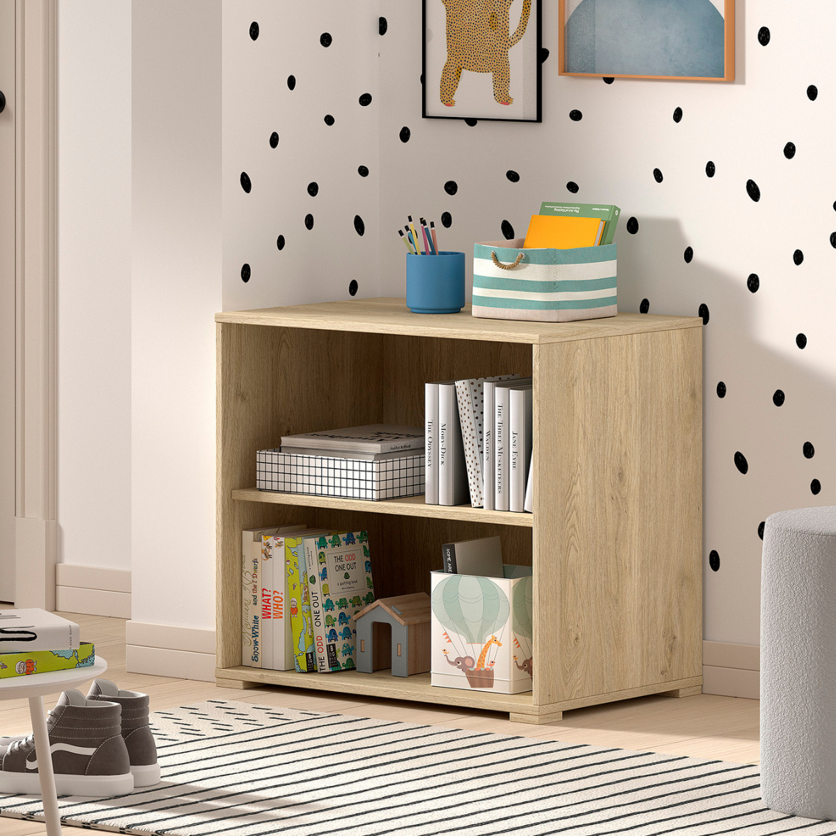 VIPACK SAM European mid sleeper 90 X 200 cm oak with storage drawers & shelving unit