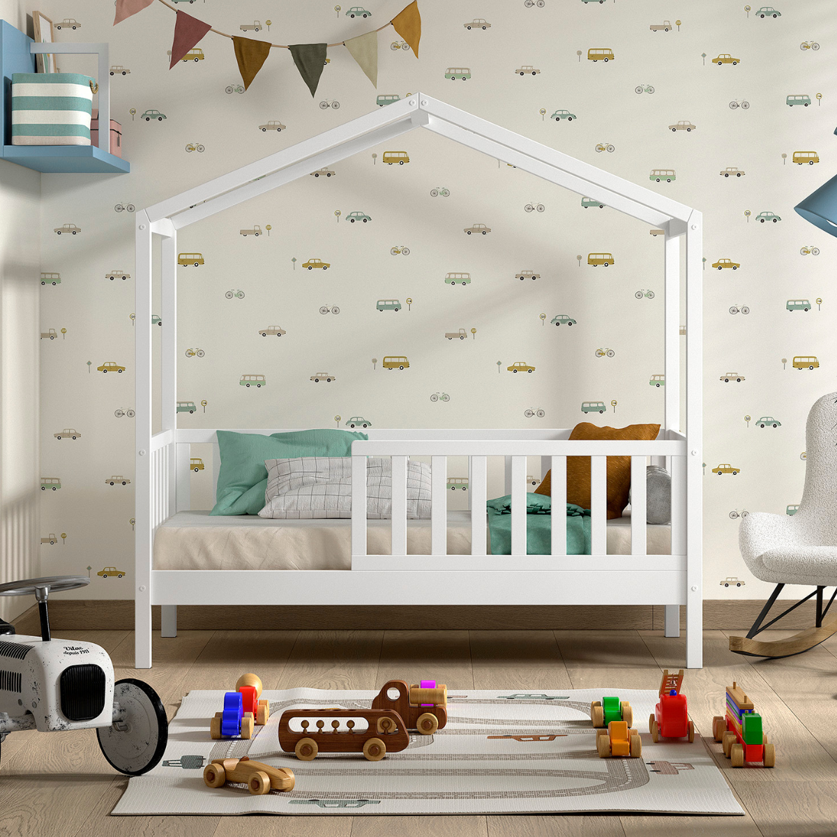 VIPACK JAXX DALLAS toddler house bed 140 x 70cm white