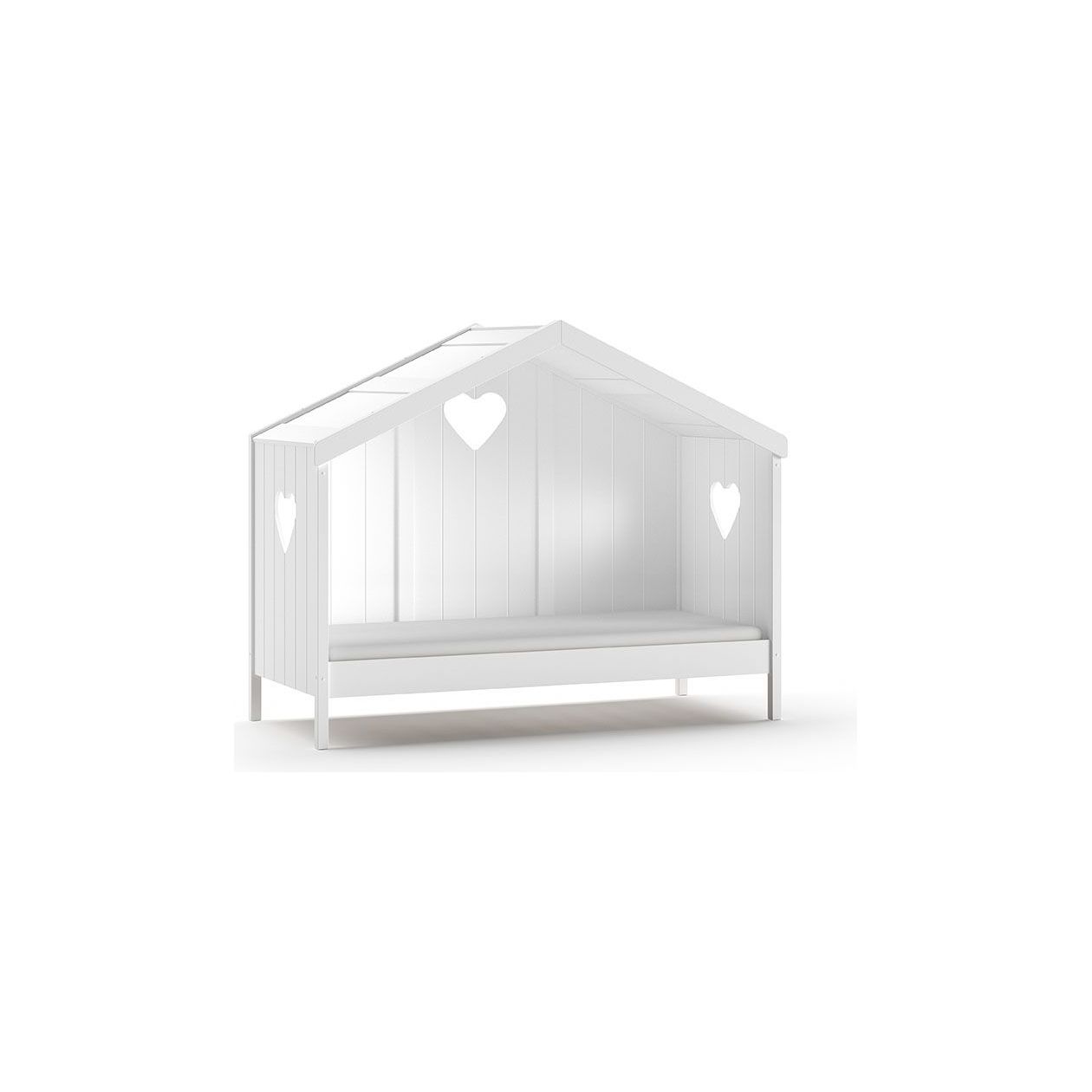 VIPACK AMORI house bed with heart shaped back panels 90 X 200cm white