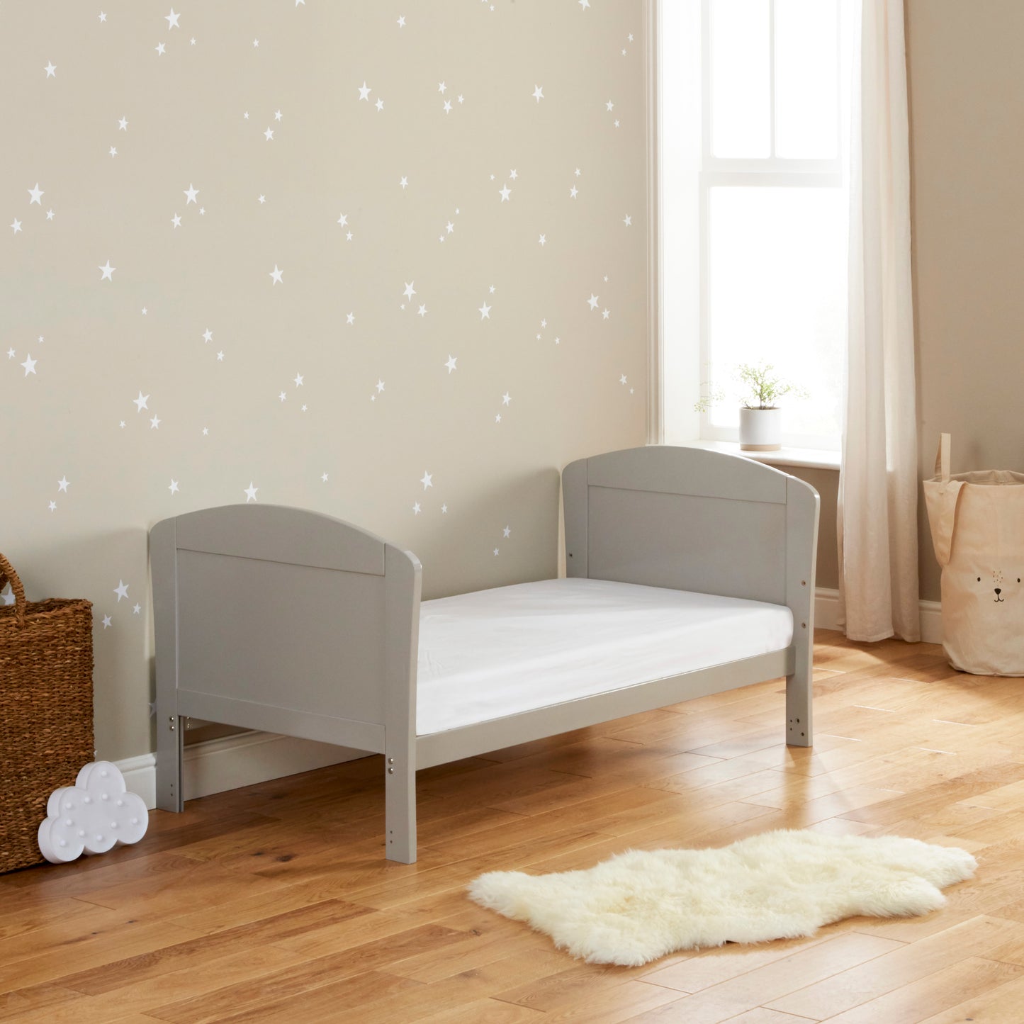 Babymore Aston Drop Side Cot Bed 140 x 70cm Grey