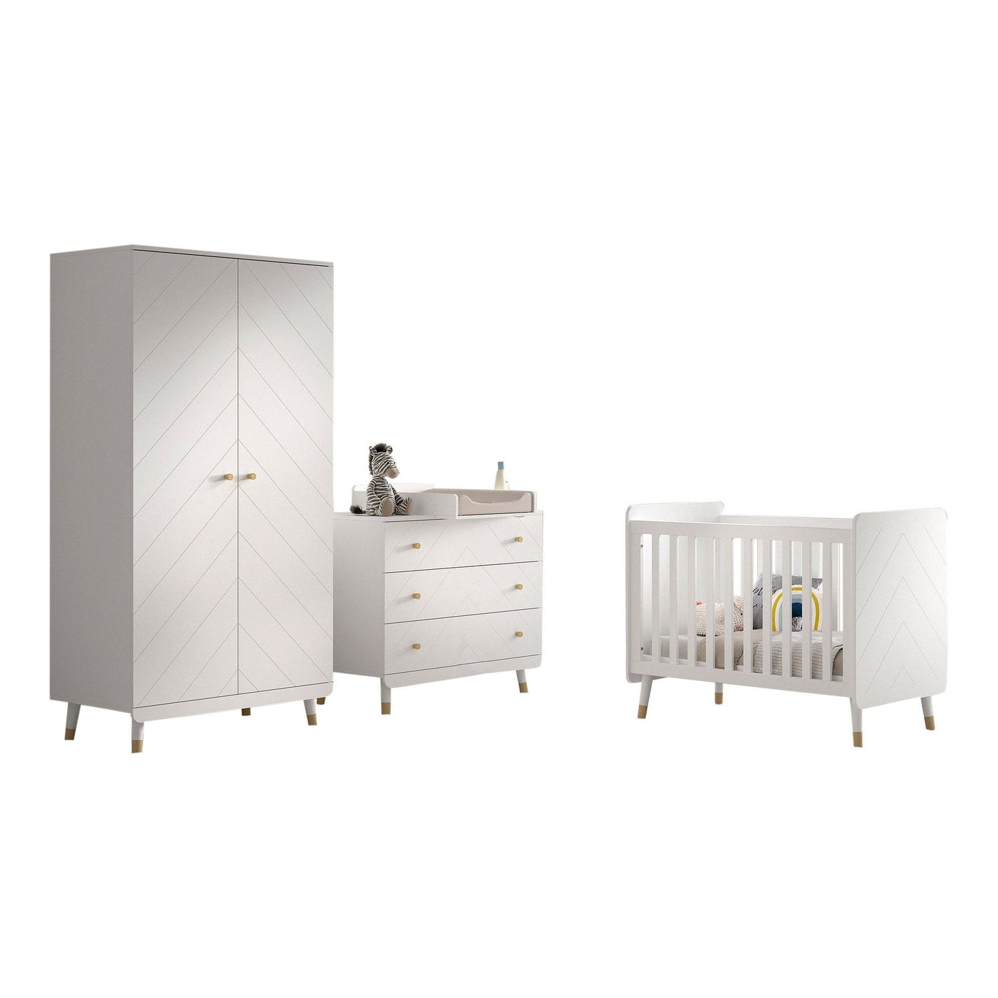 JAXX BILLY 3 piece room set white with 2 door wardrobe