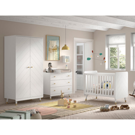 JAXX BILLY 3 piece room set white with 2 door wardrobe