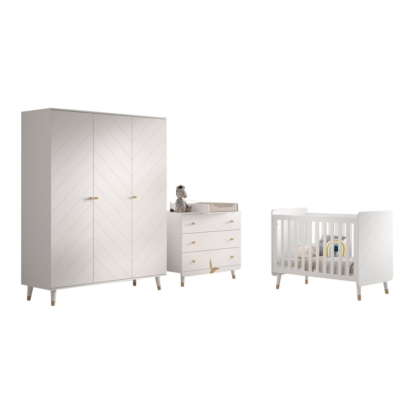 JAXX BILLY 3 piece room set with 3 door wardrobe white