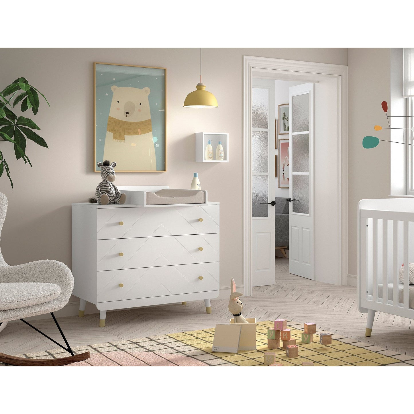 JAXX BILLY 3 drawer chest white inc changing unit