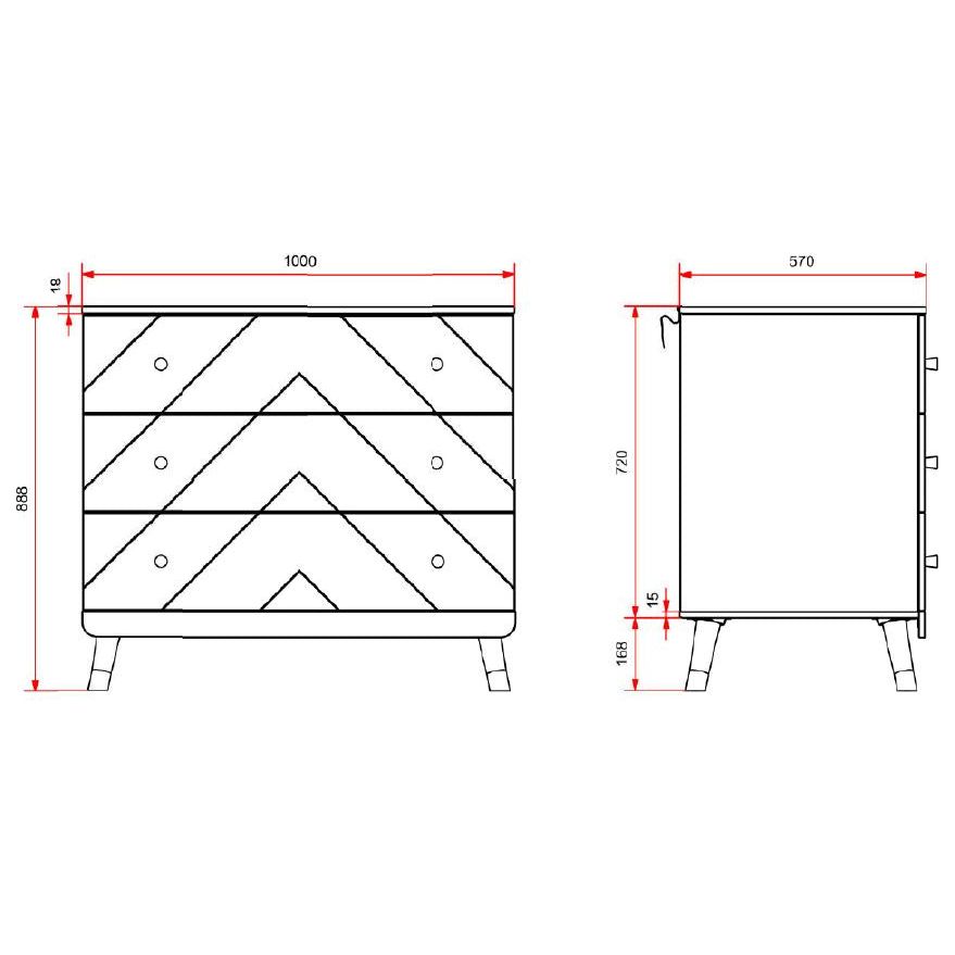 JAXX BILLY 3 drawer chest white