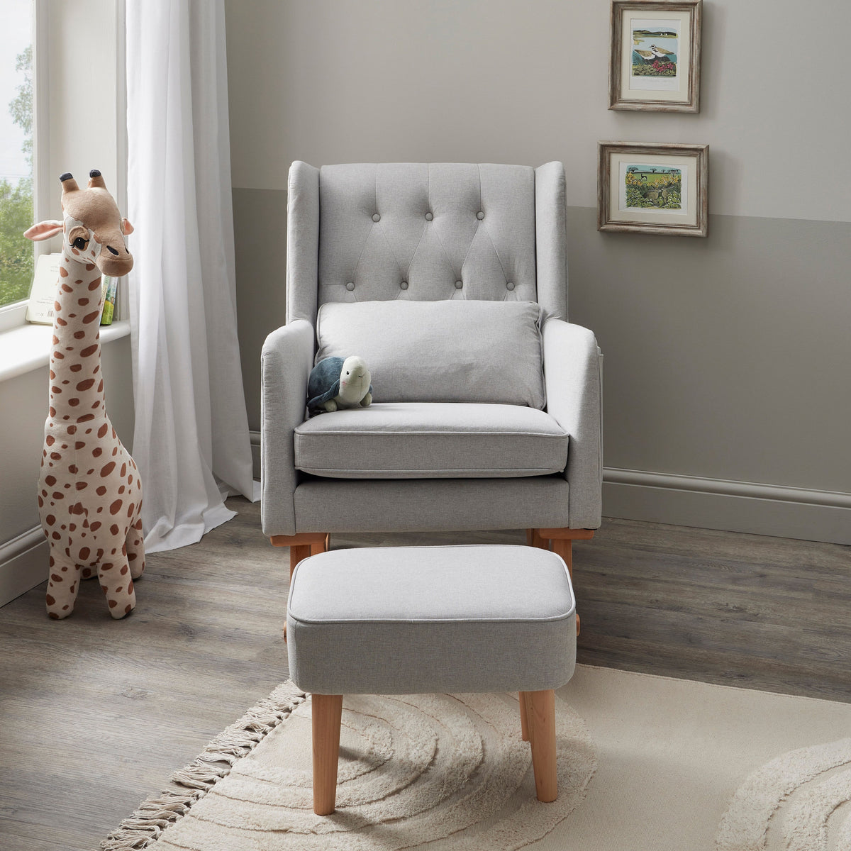 Babymore Lux Nursing Rocking Chair with Footstool – Grey