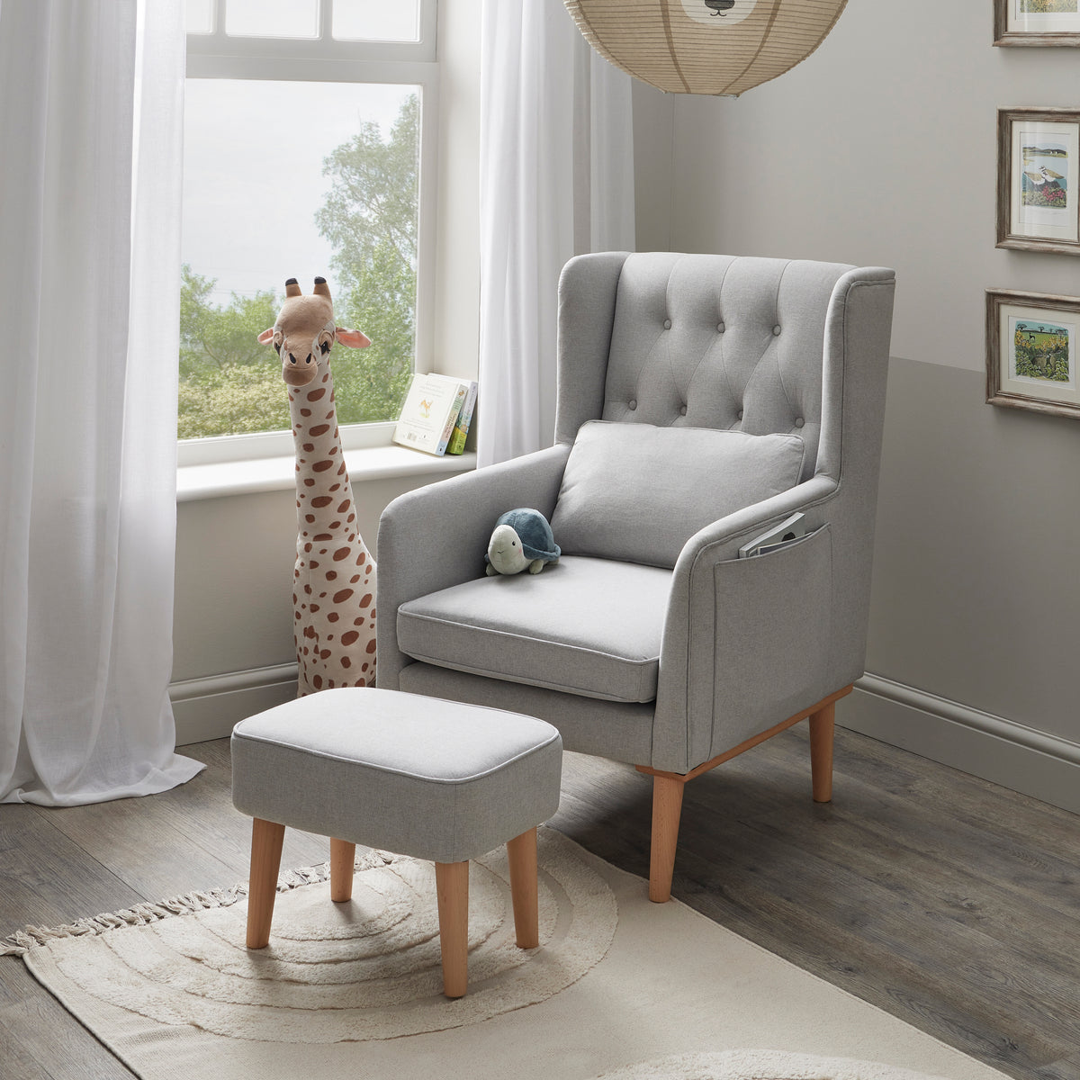 Babymore Lux Nursing Rocking Chair with Footstool – Grey