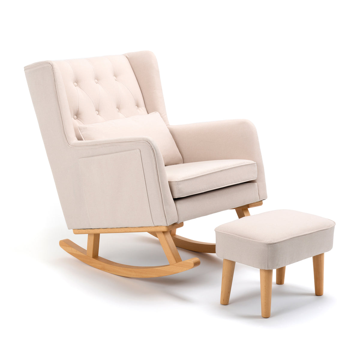 Babymore Lux Nursing Chair with Stool Cream on plain white background