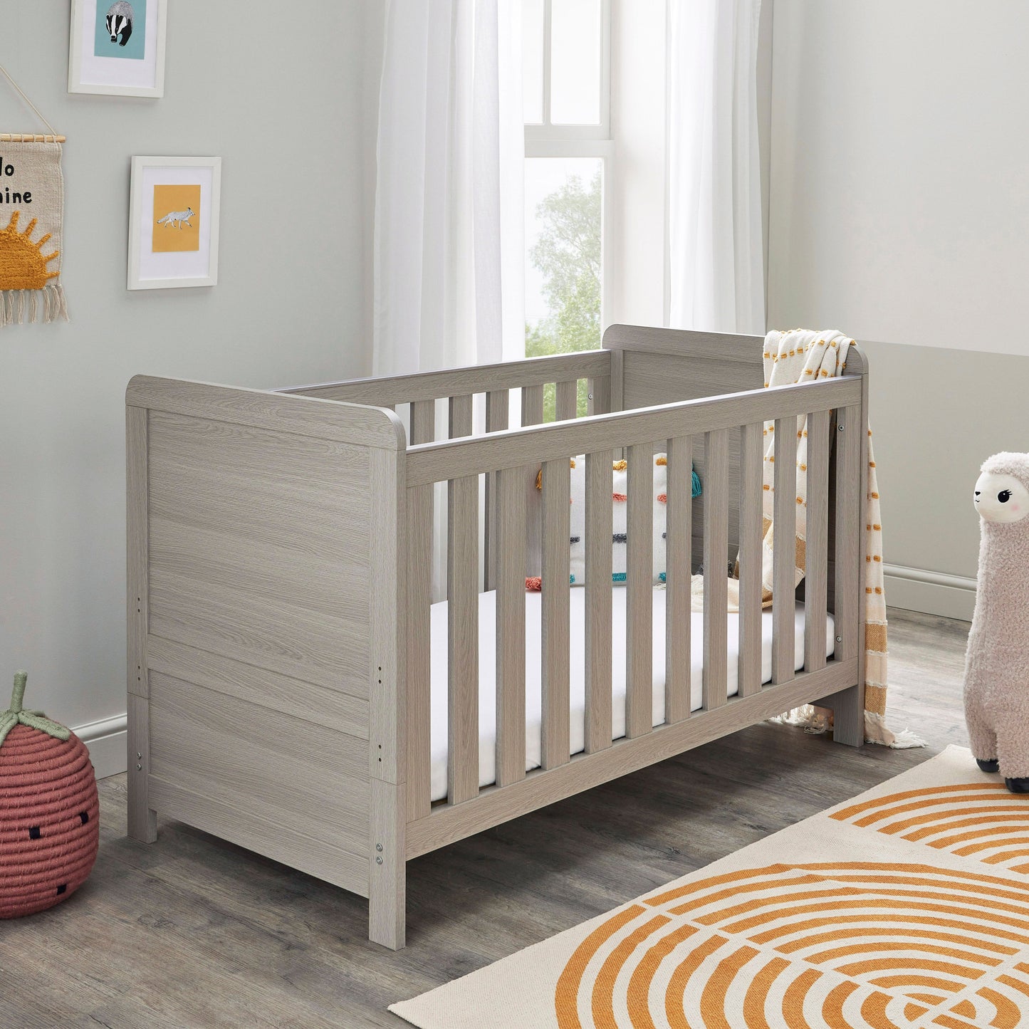 Babymore Caro Cot Bed 140 x 70cm 2 Piece Room Set Grey Wash