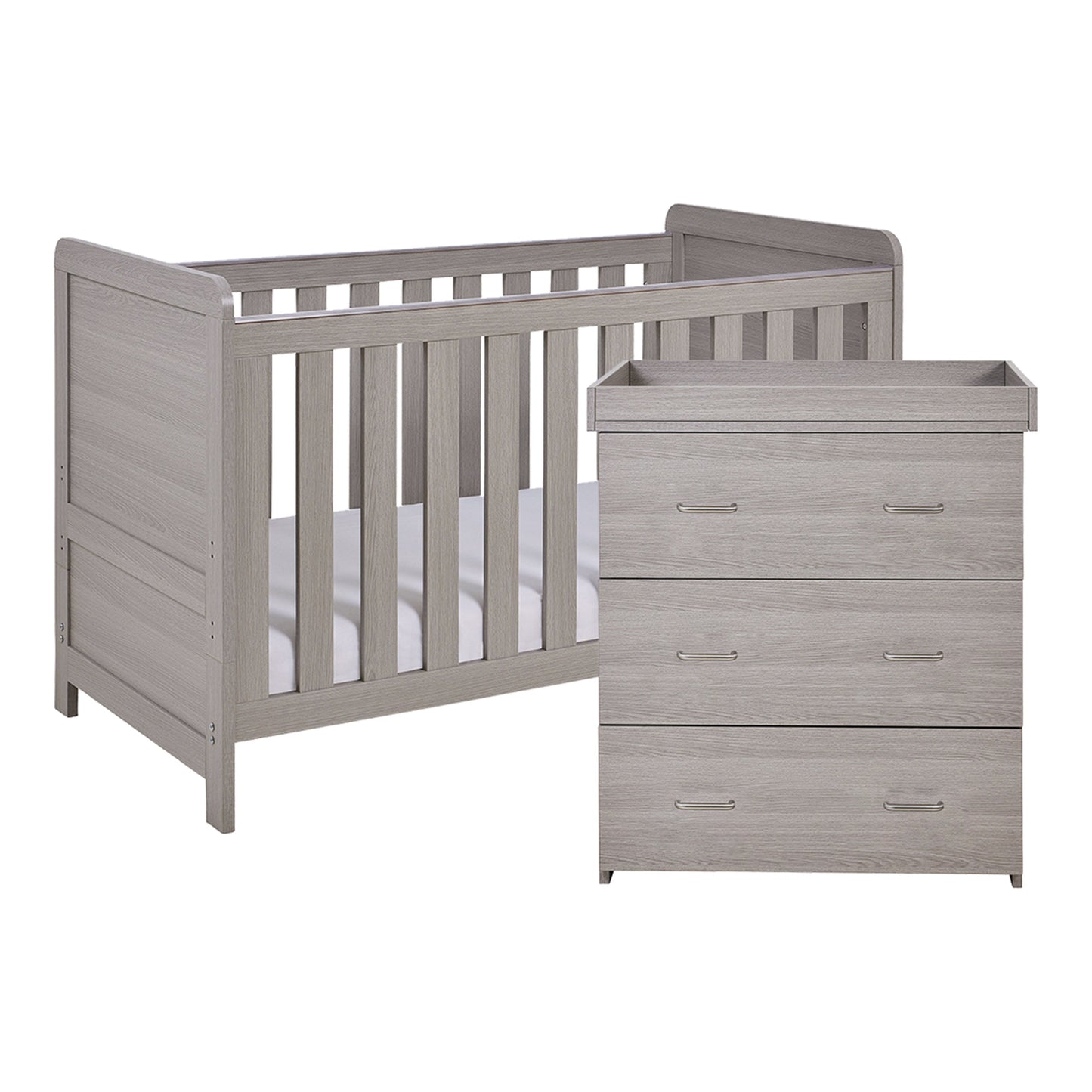 Babymore Caro Cot Bed 140 x 70cm 2 Piece Room Set Grey Wash