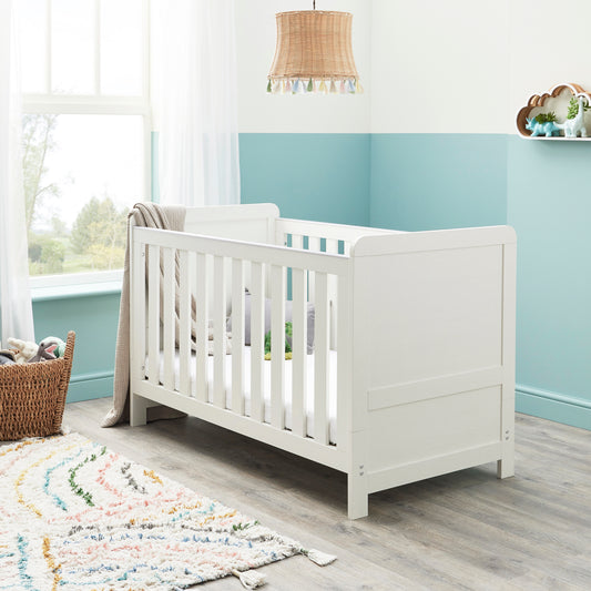 Babymore Caro Cot Bed 140 x 70cm White Wash