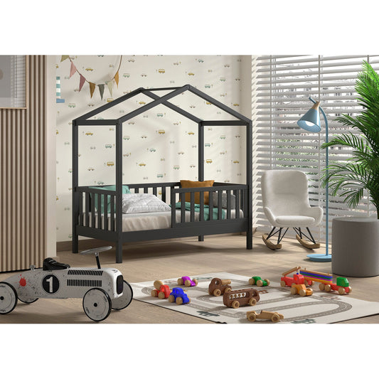 VIPACK JAXX DALLAS toddler house bed 140 x 70cm anthracite