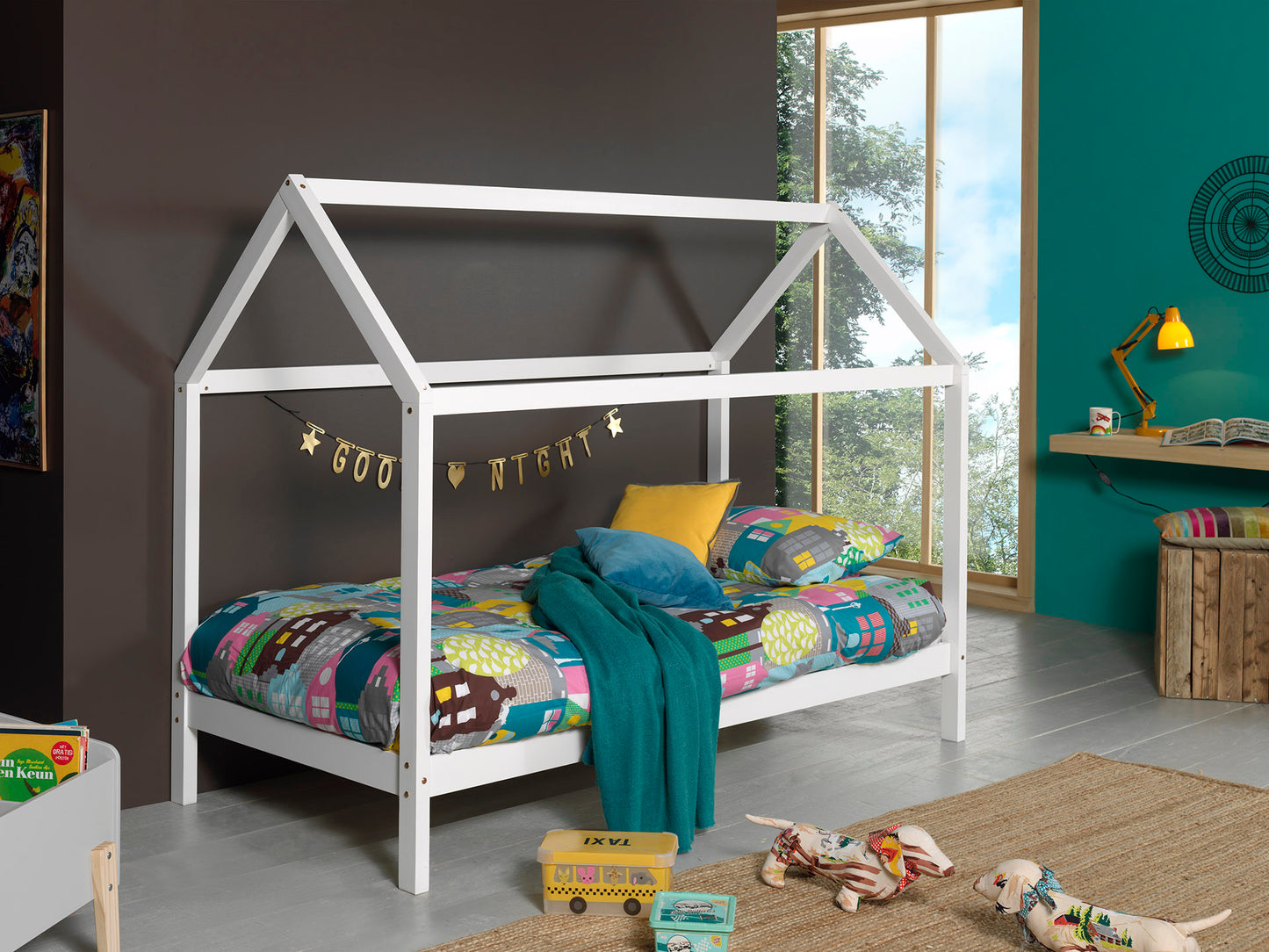 VIPACK DALLAS European single house bed 90 X 200cm without fence white