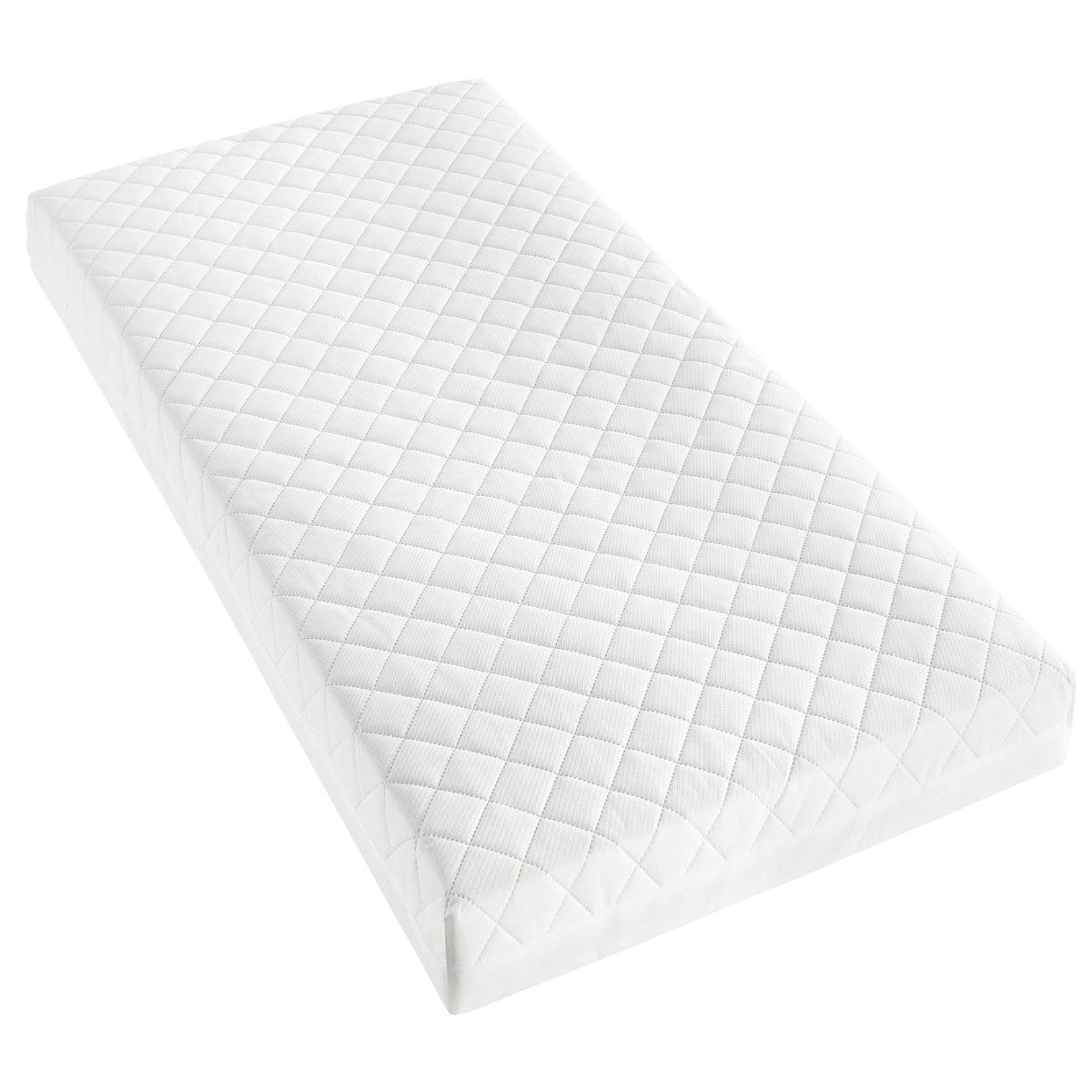 deluxe sprung 120x60cm cot mattress with removable BabyTec® hypoallergenic washable cover on plain white background