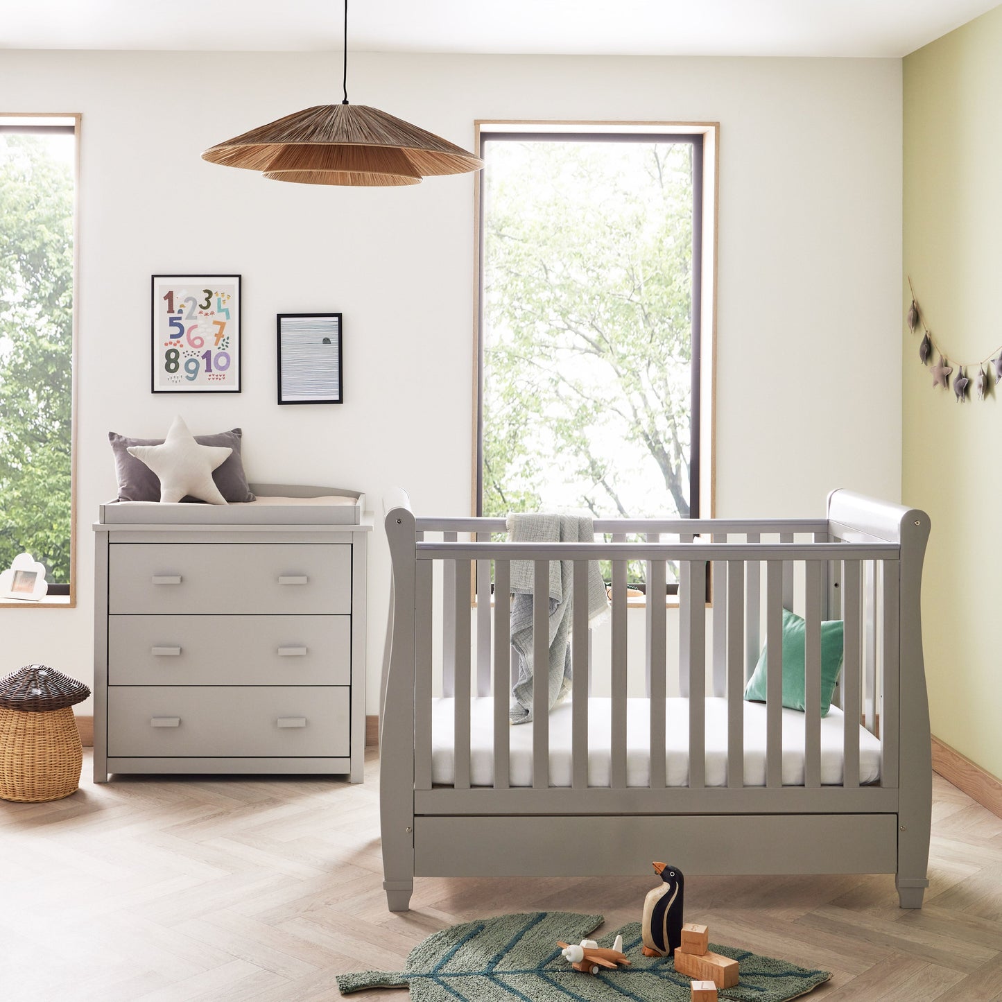 Babymore Eva Cot Bed 120 x 60cm 2 Piece Room Set Grey