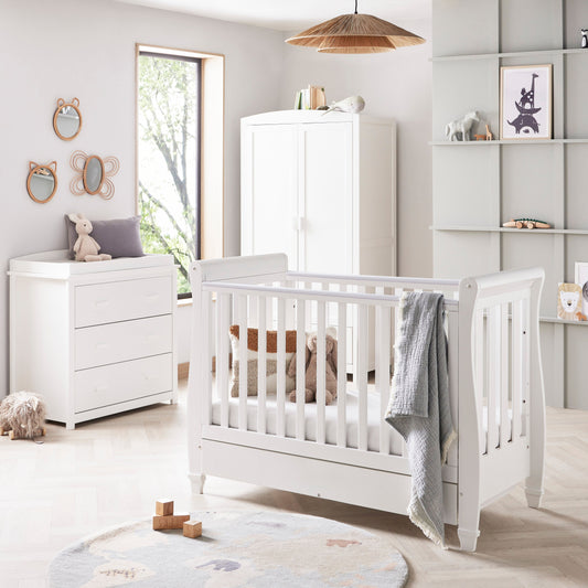 Babymore Eva Cot Bed 120 x 60cm 3 Piece Room Set White