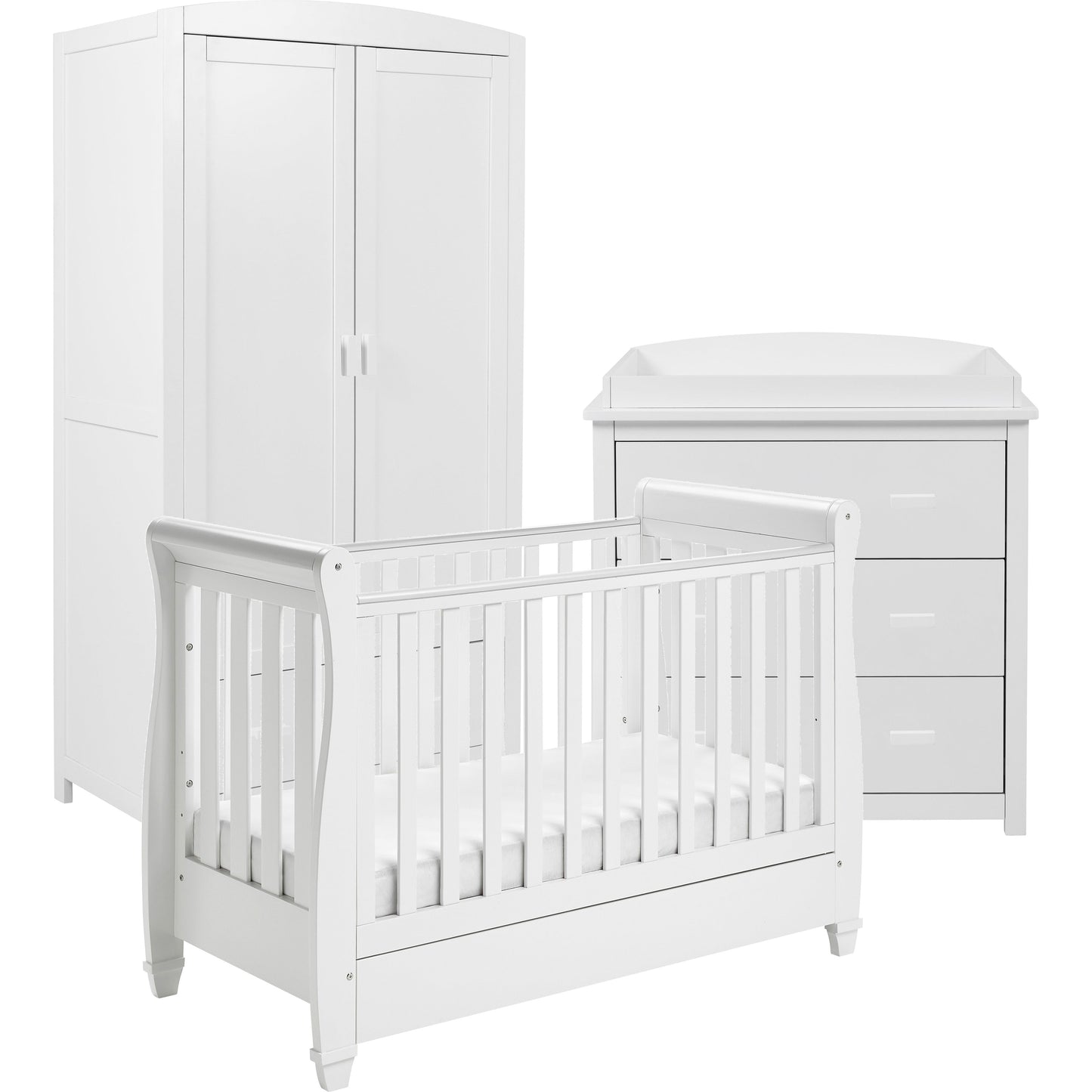 Babymore Eva Cot Bed 120 x 60cm 3 Piece Room Set White