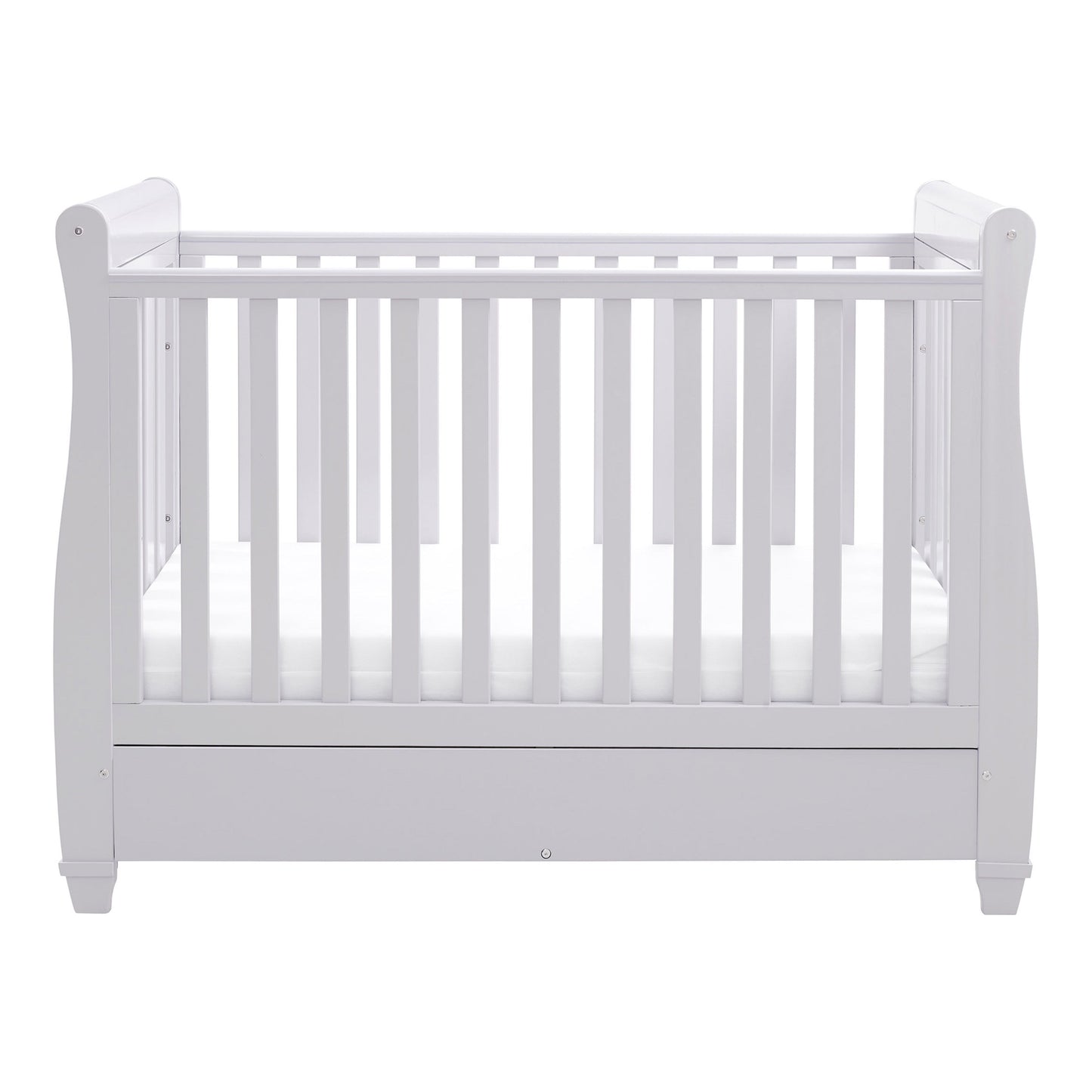 Babymore Eva Sleigh Drop Side Cot Bed 120 x 60cm Grey with drawer