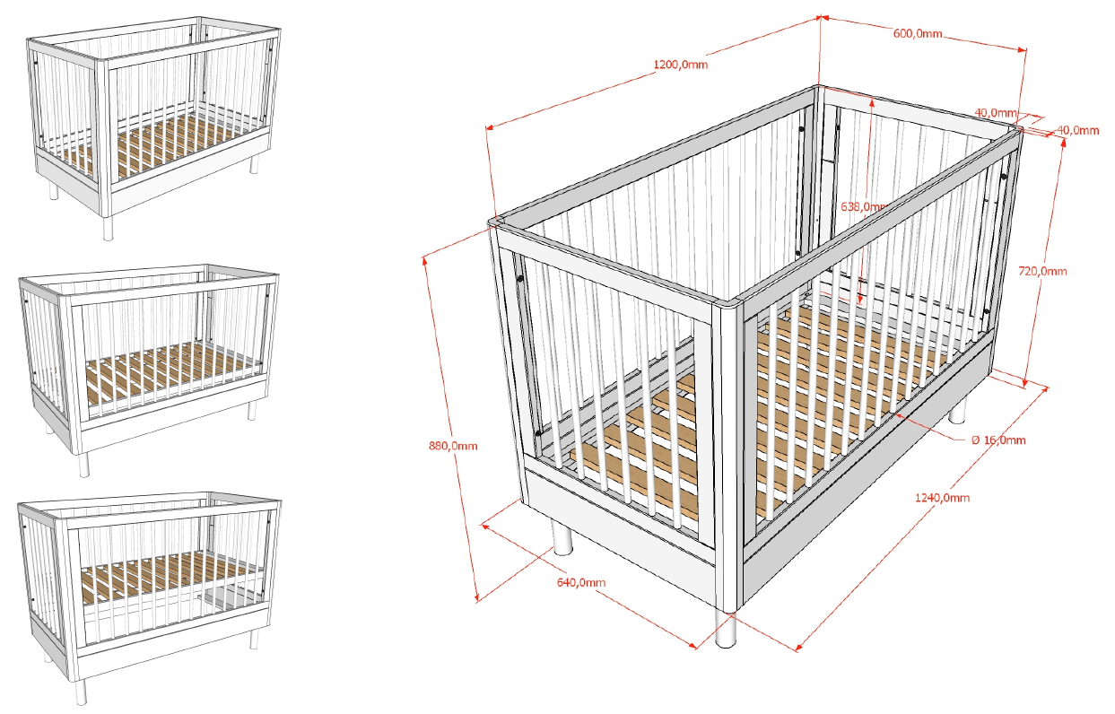VIPACK JAXX FORREST OAK cot 120 x 60cm