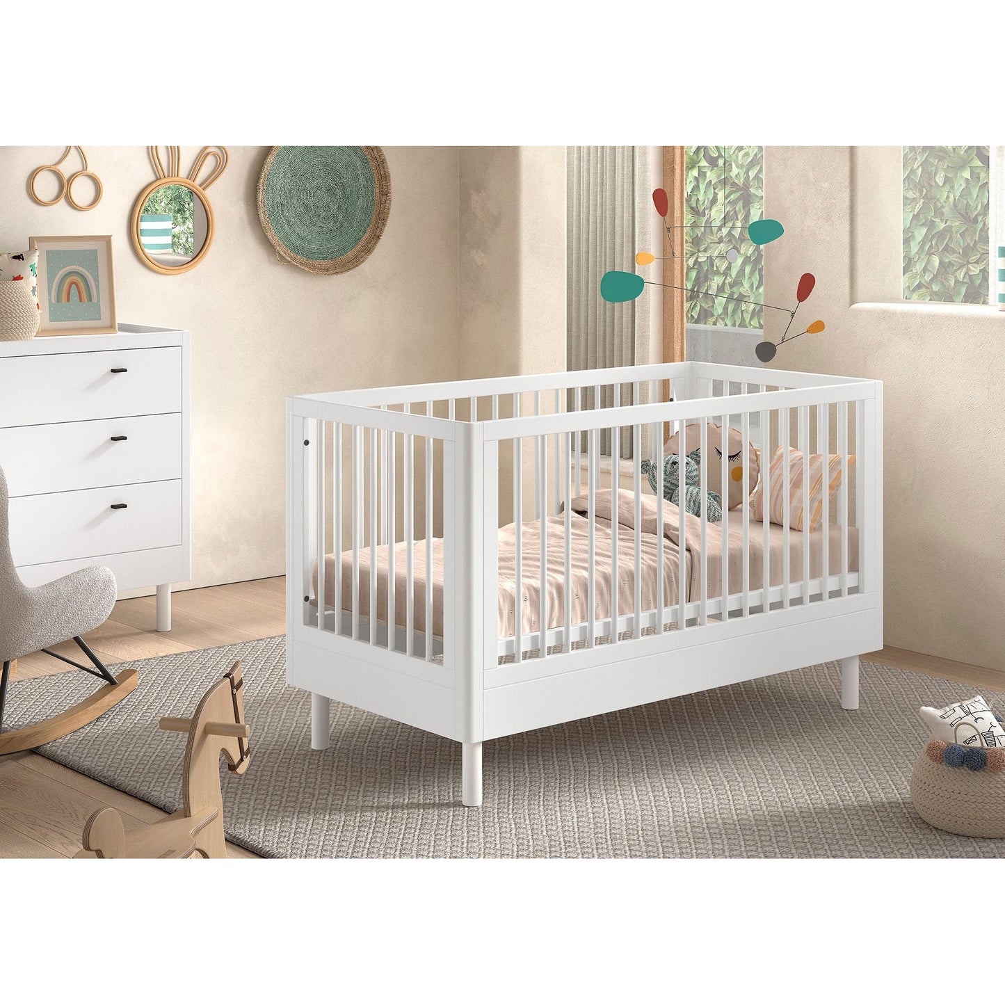 VIPACK JAXX FORREST 2 piece room set cot bed and changing table white